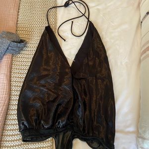 Black free people satin bodysuit